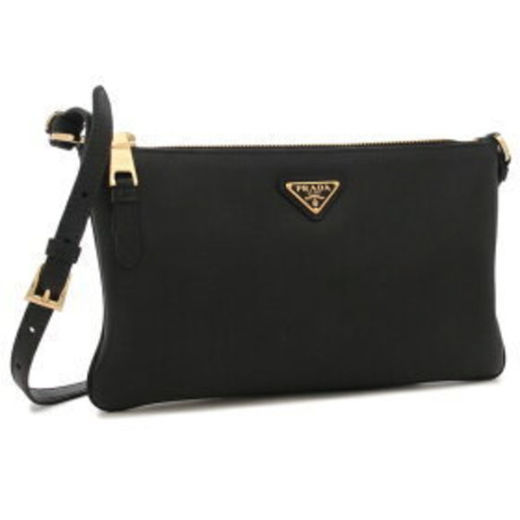 Prada Shoulder Bag Pouch Triangle Black VOVO - Picture 1 of 9